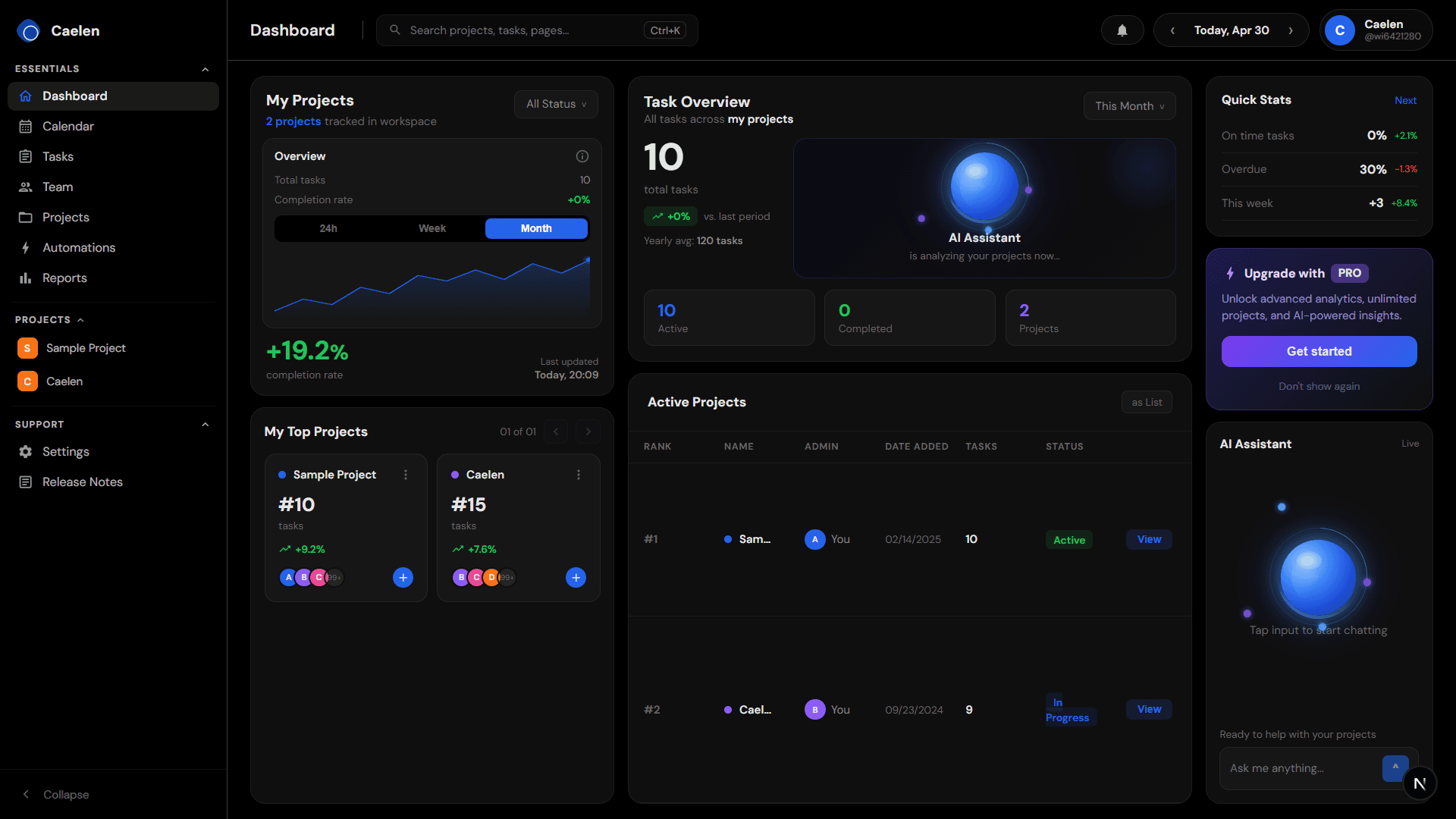 Caelen workspace preview